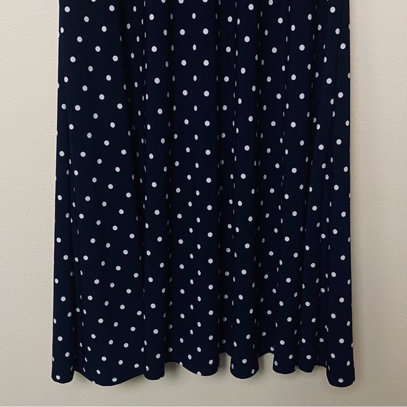Anne Klein Navy and White Polka Dot Midi Dress Sz 10 - Picture 6 of 12